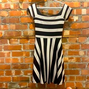 Loft petite striped black gray and pink dress - size XXSP